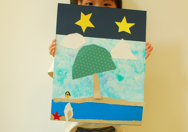 天真爛漫な4歳の男の子の作品「よるのうみ」が完成！ │ takeopaper.com + 田中千絵